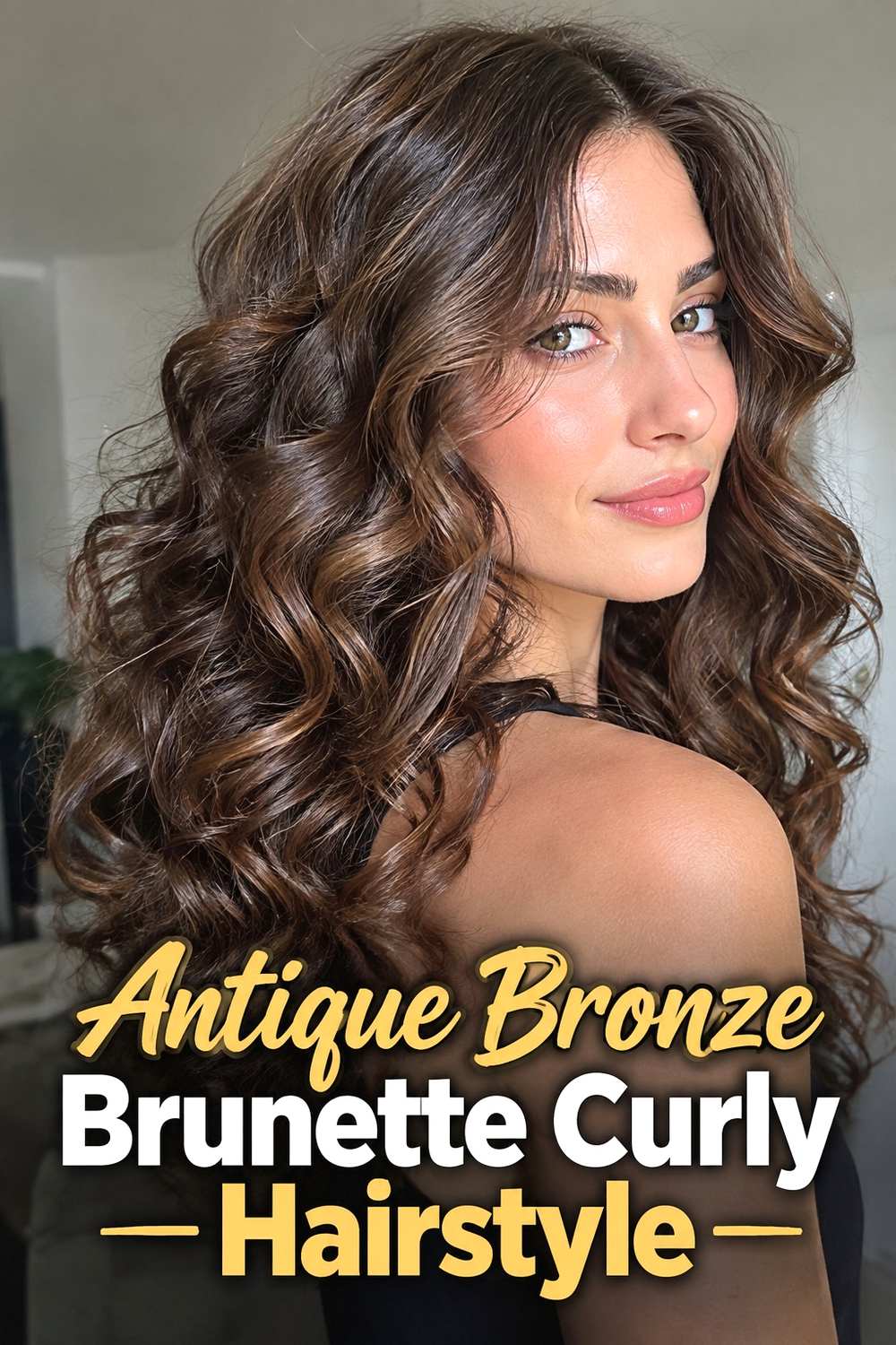 9. Antique Bronze Brunette Curly Hairstyle