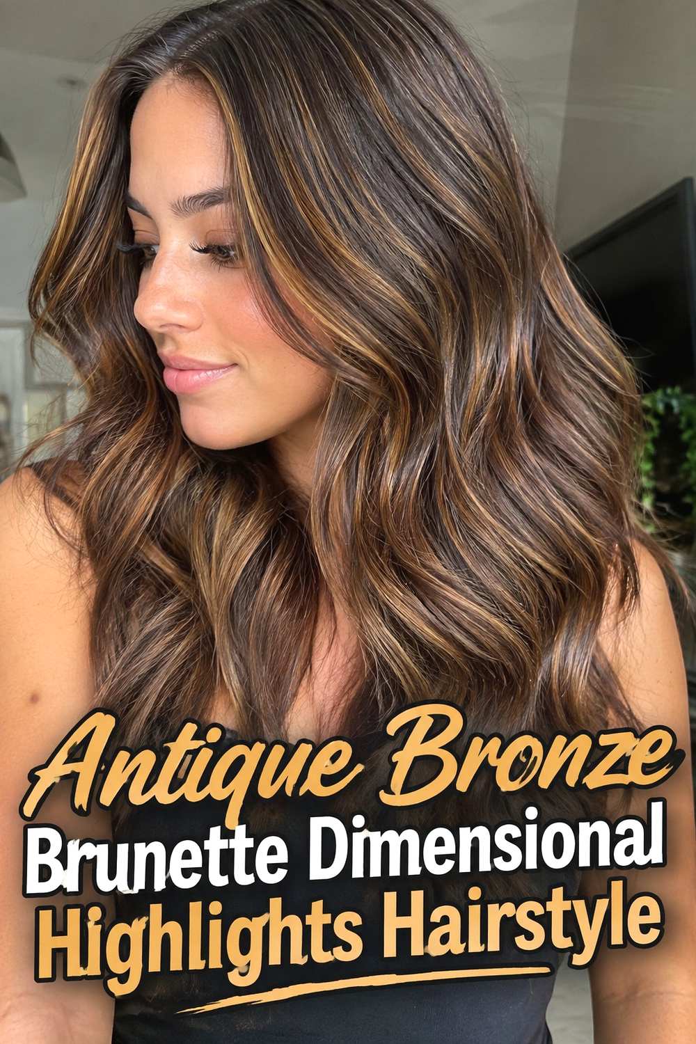 19. Antique Bronze Brunette Dimensional Highlights Hairstyle