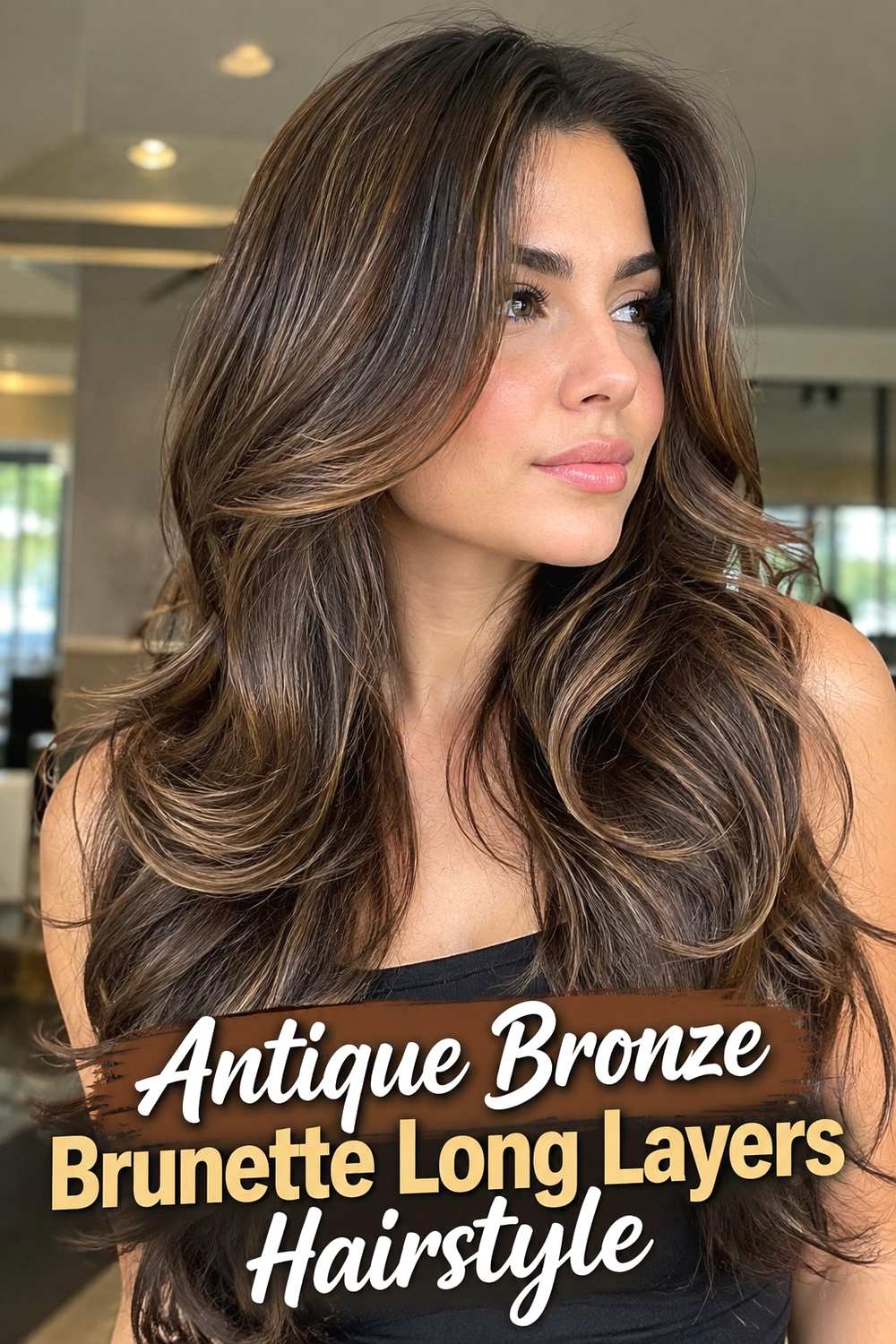 18. Antique Bronze Brunette Long Layers Hairstyle