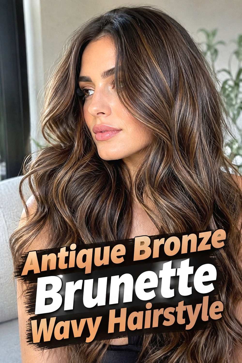 8. Antique Bronze Brunette Wavy Hairstyle