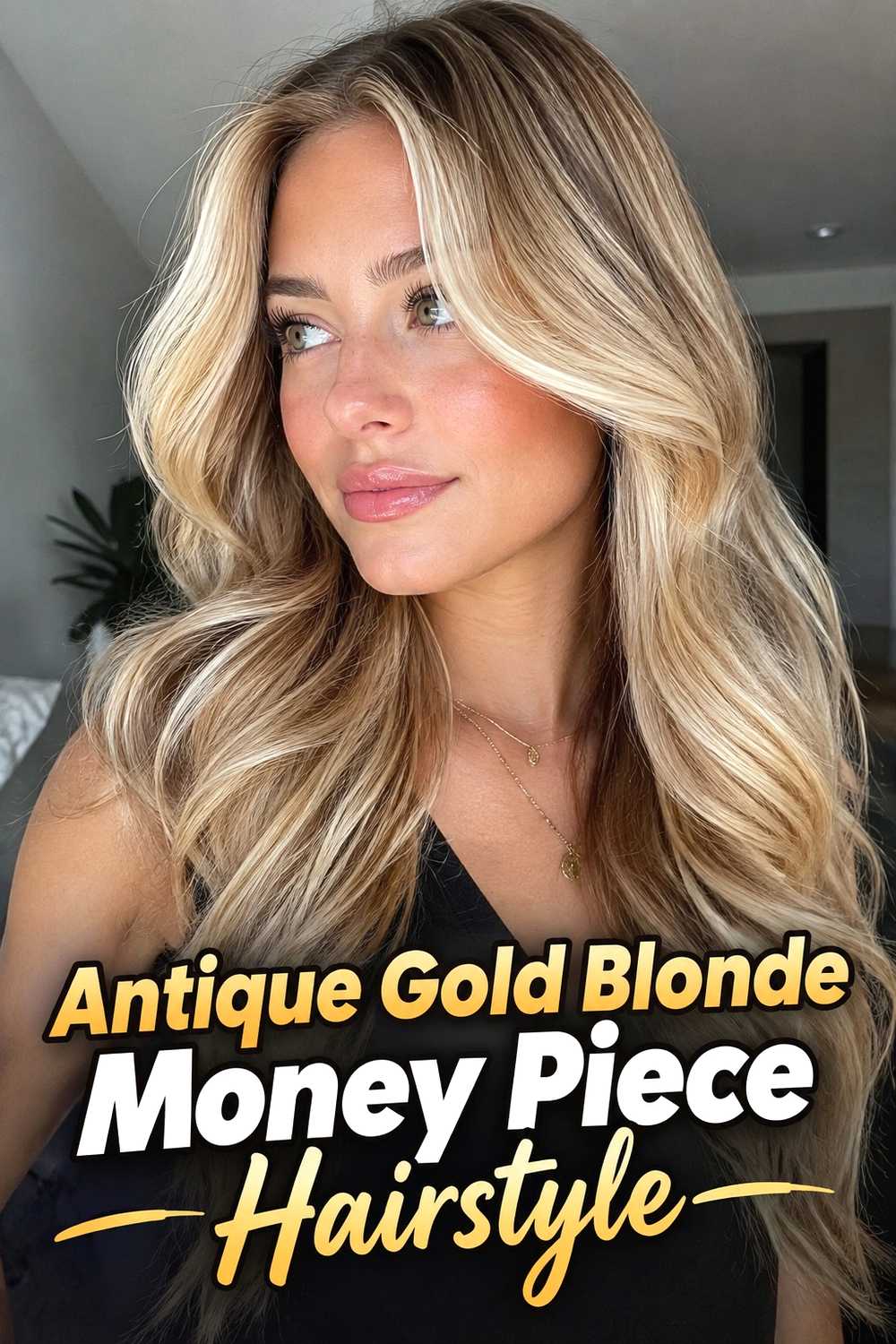 8. Antique Gold Blonde Money Piece Hairstyle