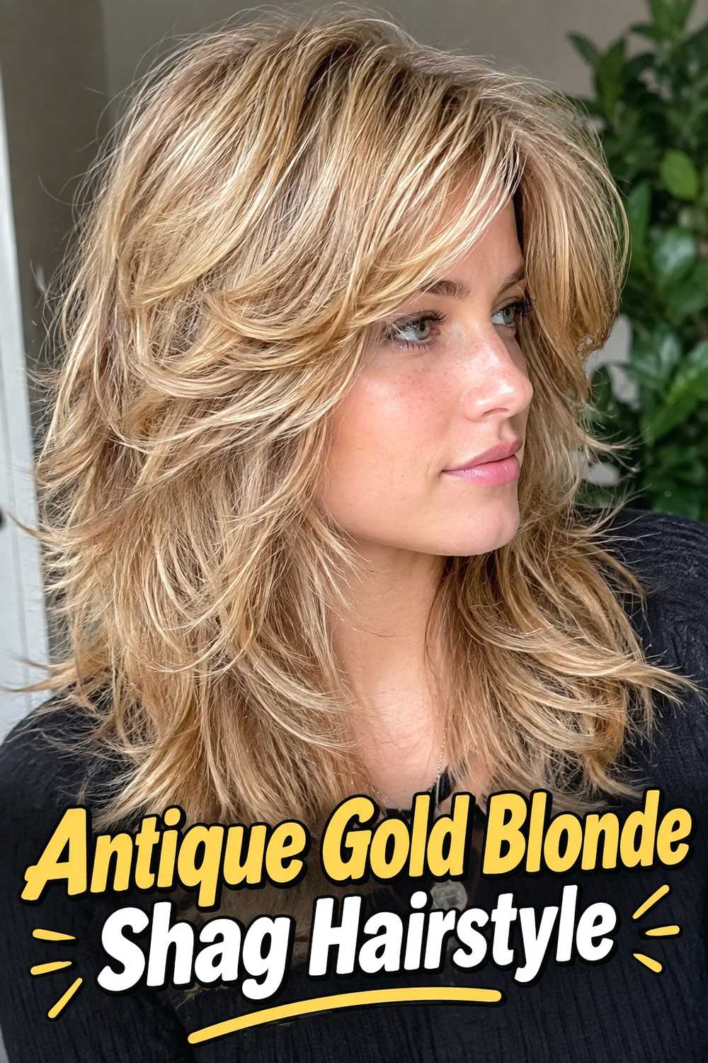 15. Antique Gold Blonde Shag Hairstyle
