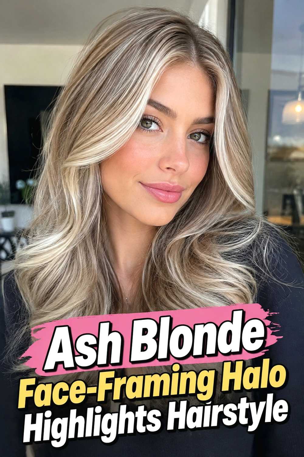 5. Ash Blonde Face Framing Halo Highlights Hairstyle