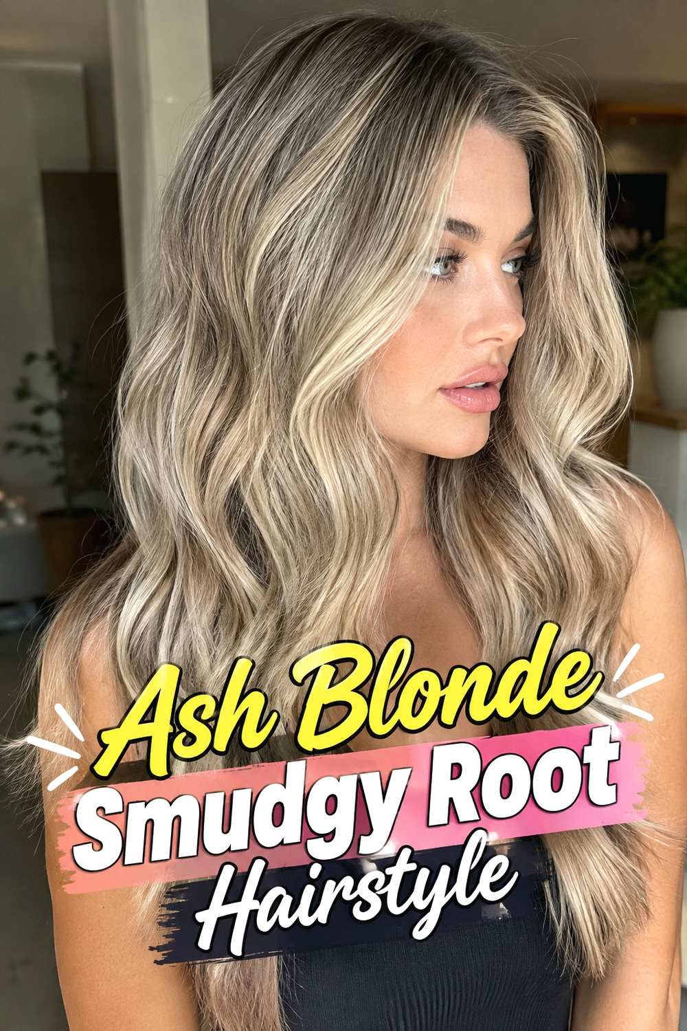 6. Ash Blonde Smudgy Root Hairstyle