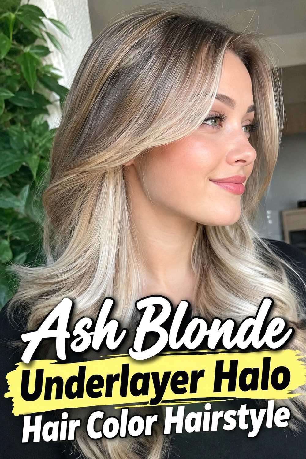 8. Ash Blonde Underlayer Halo Hair Color Hairstyle