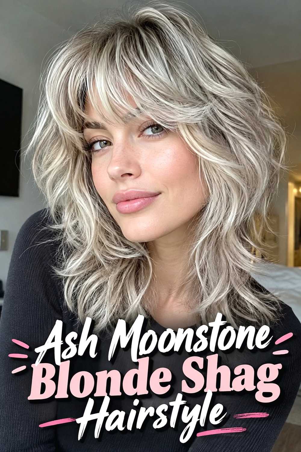 10. Ash Moonstone Blonde Shag Hairstyle