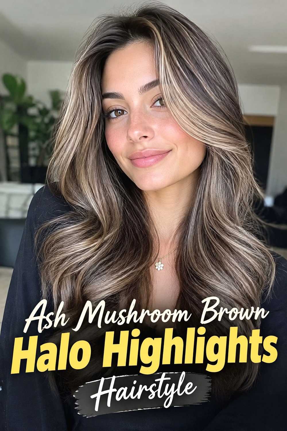 3. Ash Mushroom Brown Halo Highlights Hairstyle
