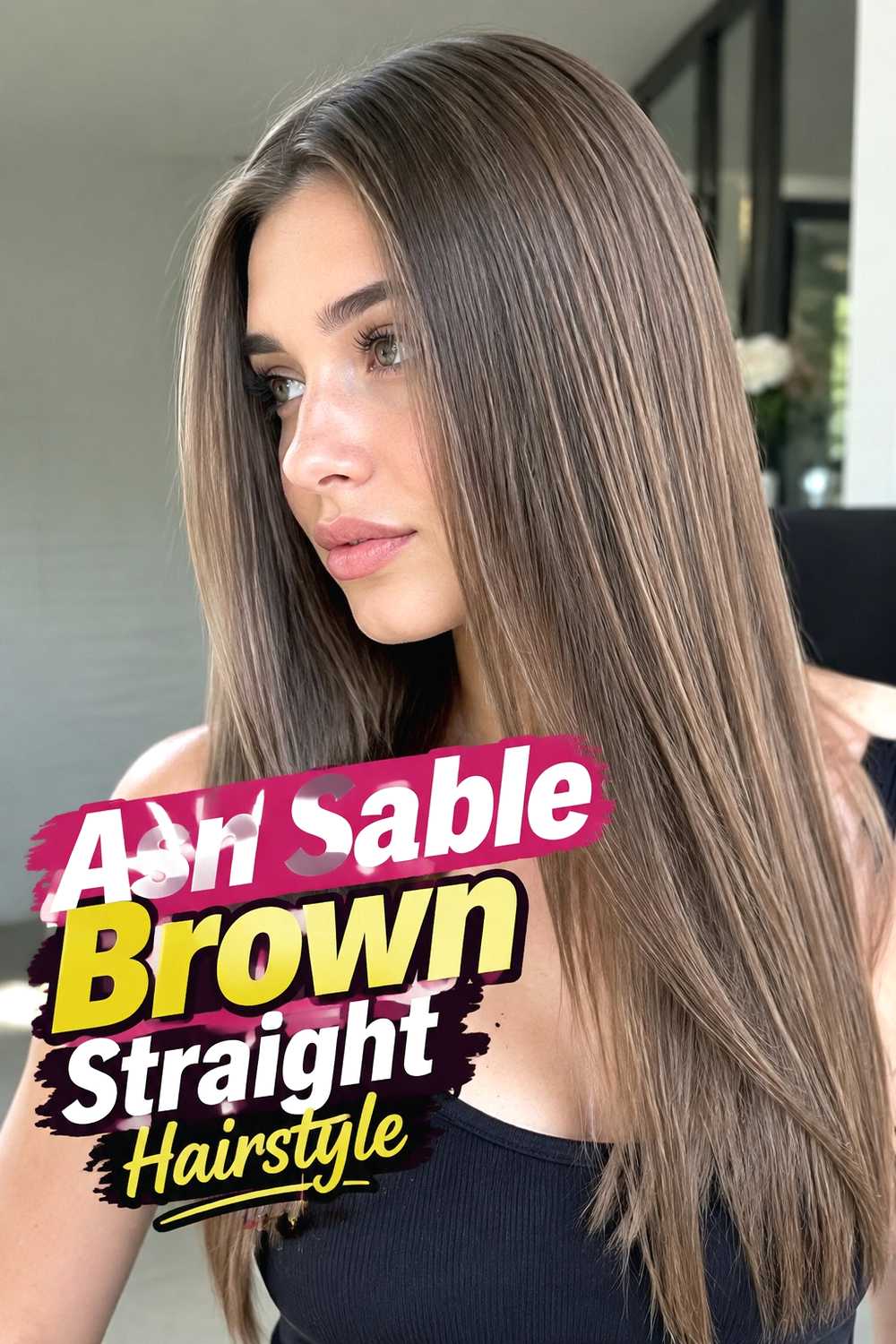 8. Ash Sable Brown Straight Hairstyle