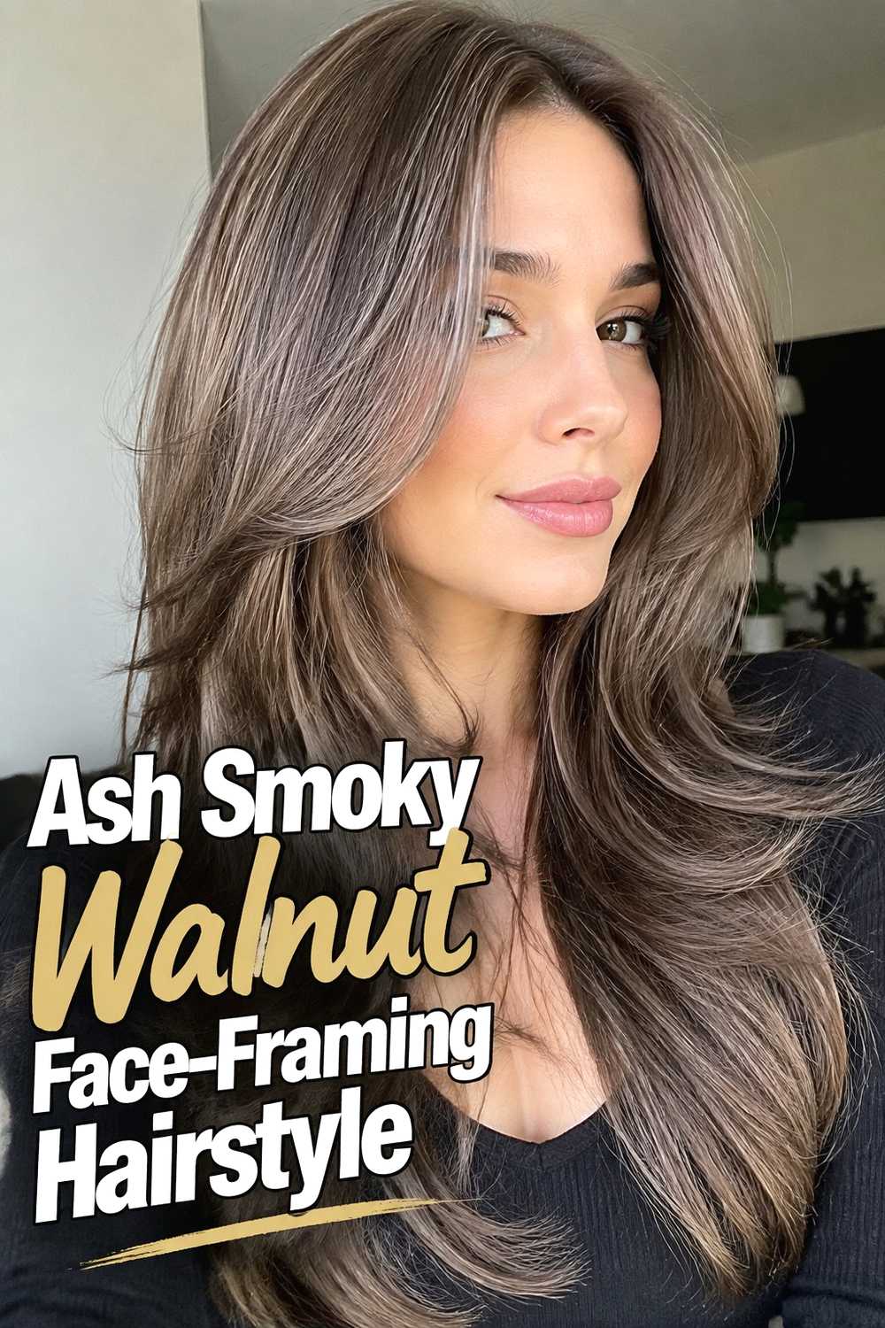 5. Ash Smoky Walnut Face Framing Hairstyle
