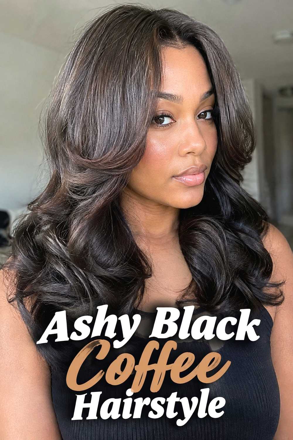 12. Ashy Black Coffee Hairstyle