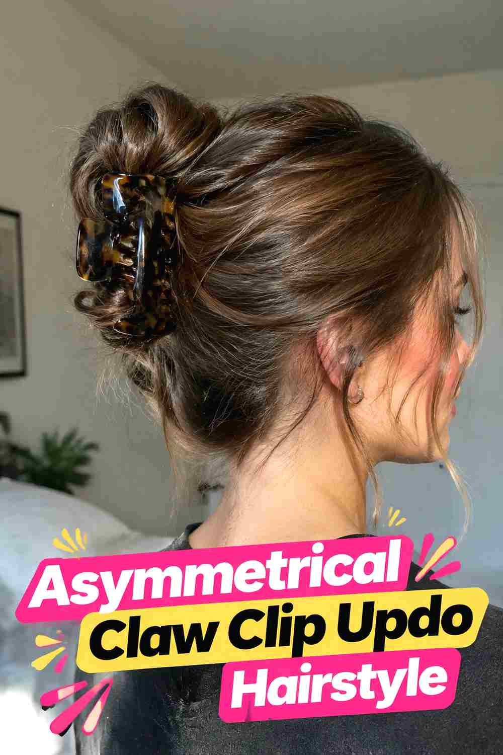 5. Asymmetrical Claw Clip Updo Hairstyle