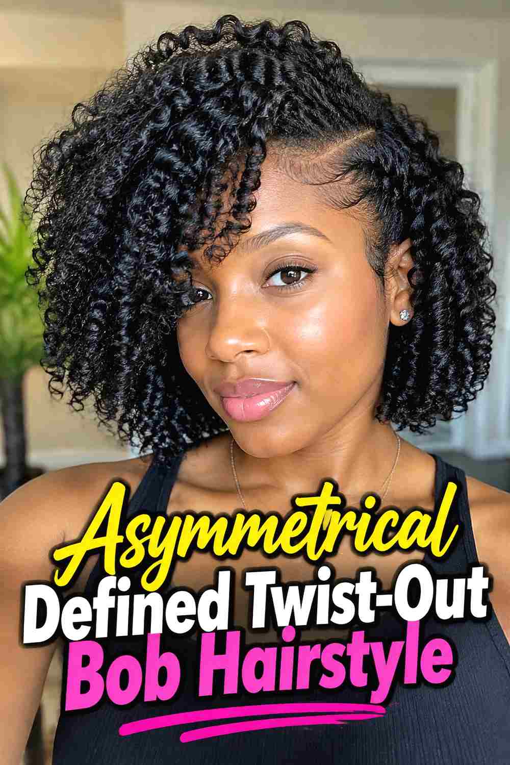 8. Asymmetrical Defined Twist Out Bob Hairstyle
