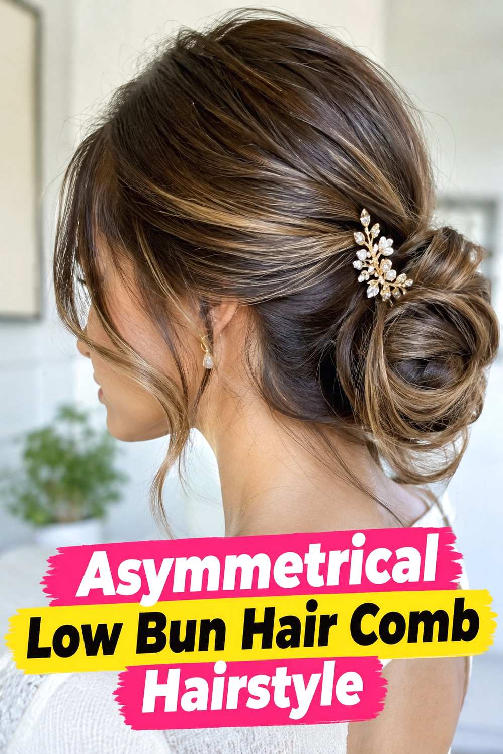 13. Asymmetrical Low Bun Hair Comb Hairstyle