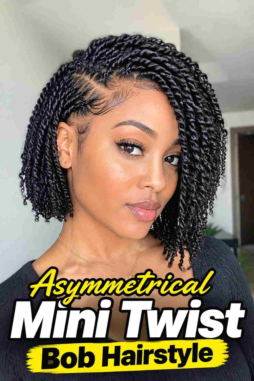 6. Asymmetrical Mini Twist Bob Hairstyle