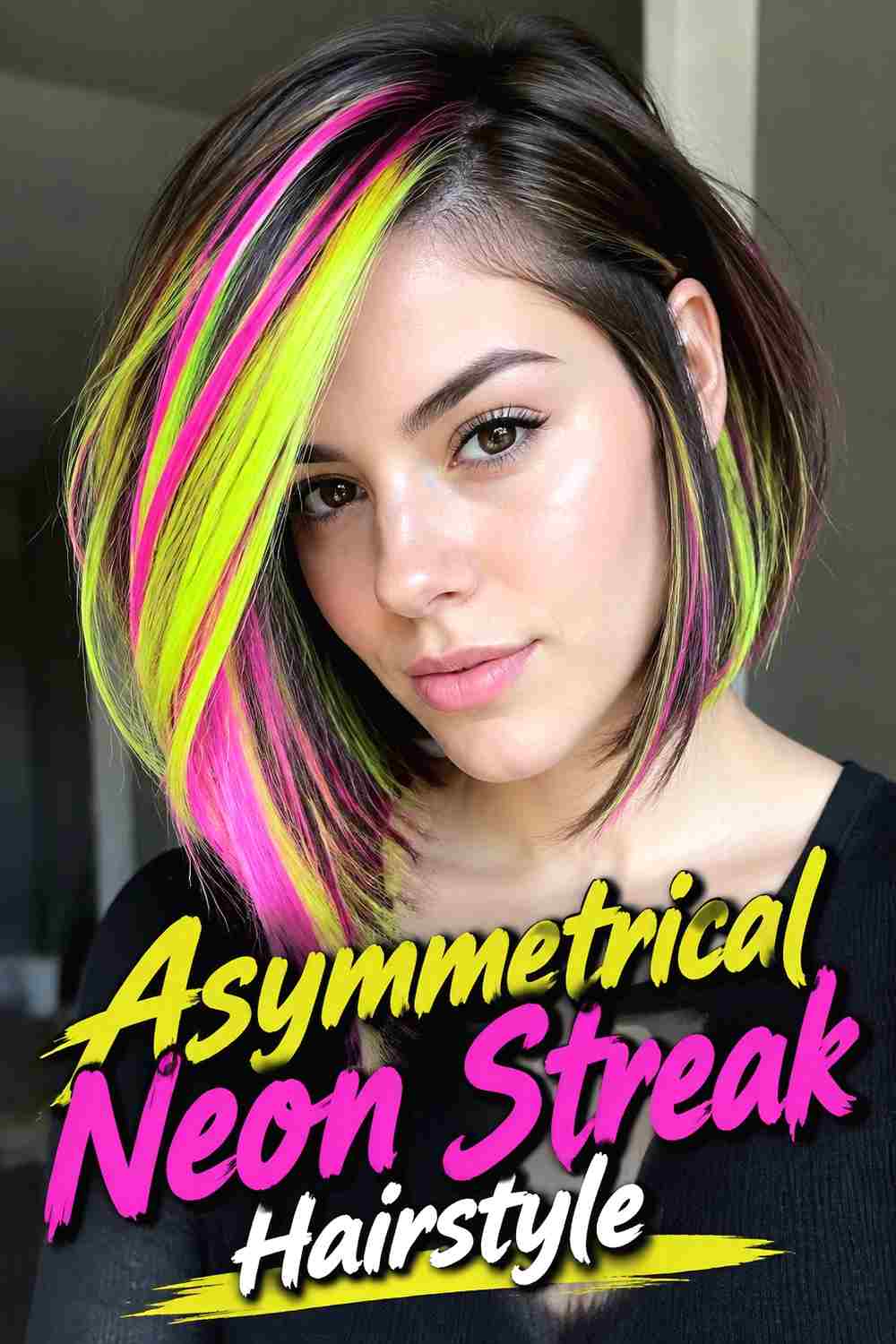 8. Asymmetrical Neon Streak Hairstyle