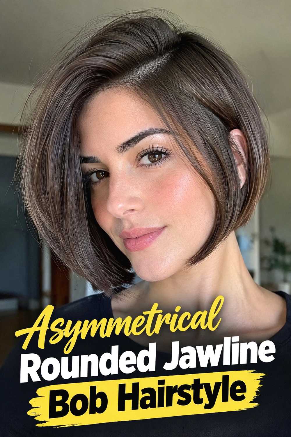 19. Asymmetrical Rounded Jawline Bob Hairstyle