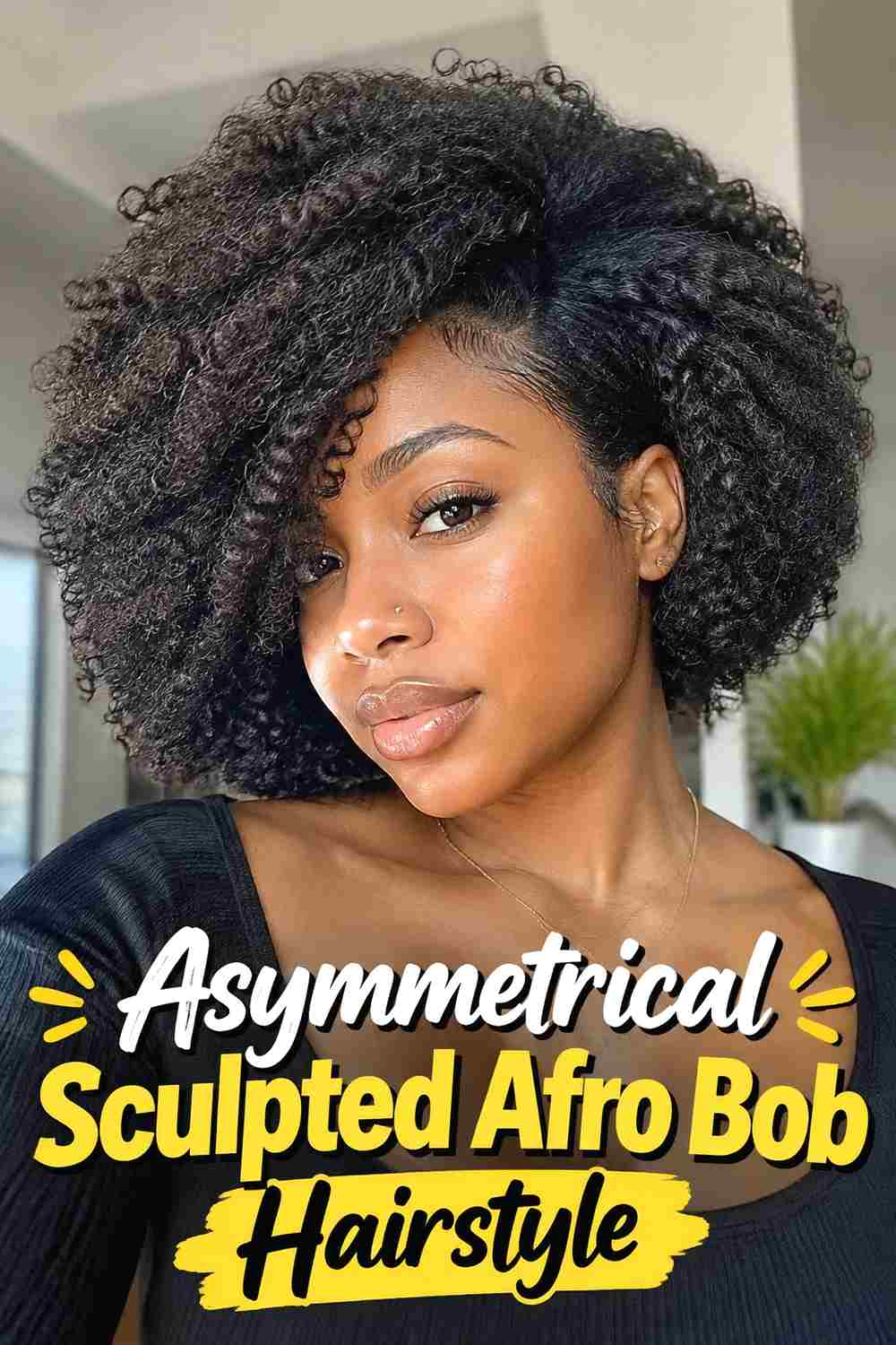 4. Asymmetrical Sculpted Afro Bob Hairstyle
