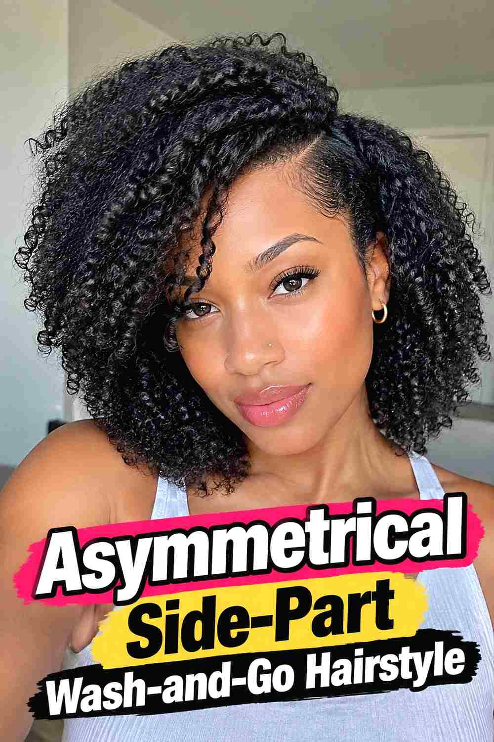 16. Asymmetrical Side Part Wash And Go Hairstyle