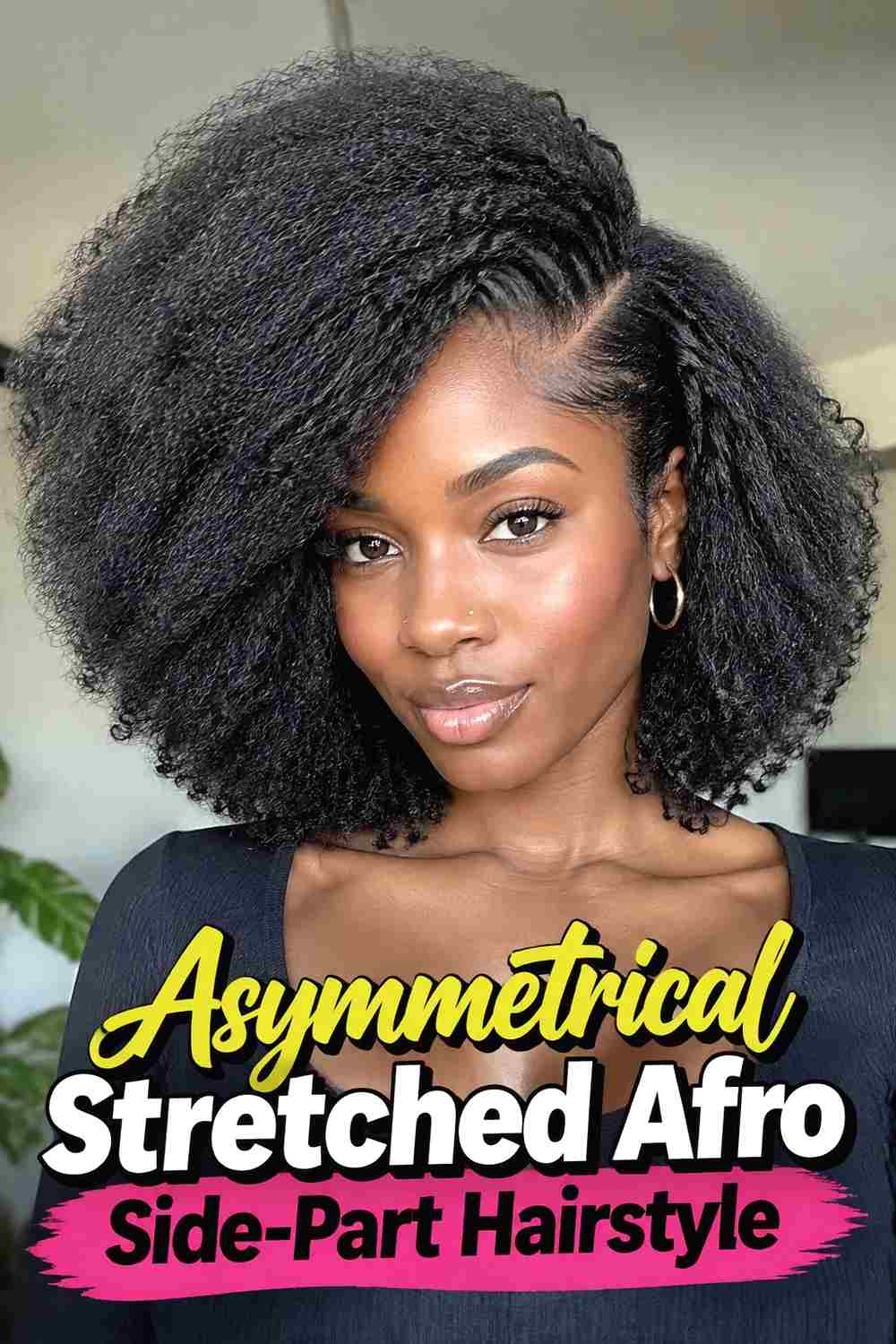 11. Asymmetrical Stretched Afro Side Part Hairstyle