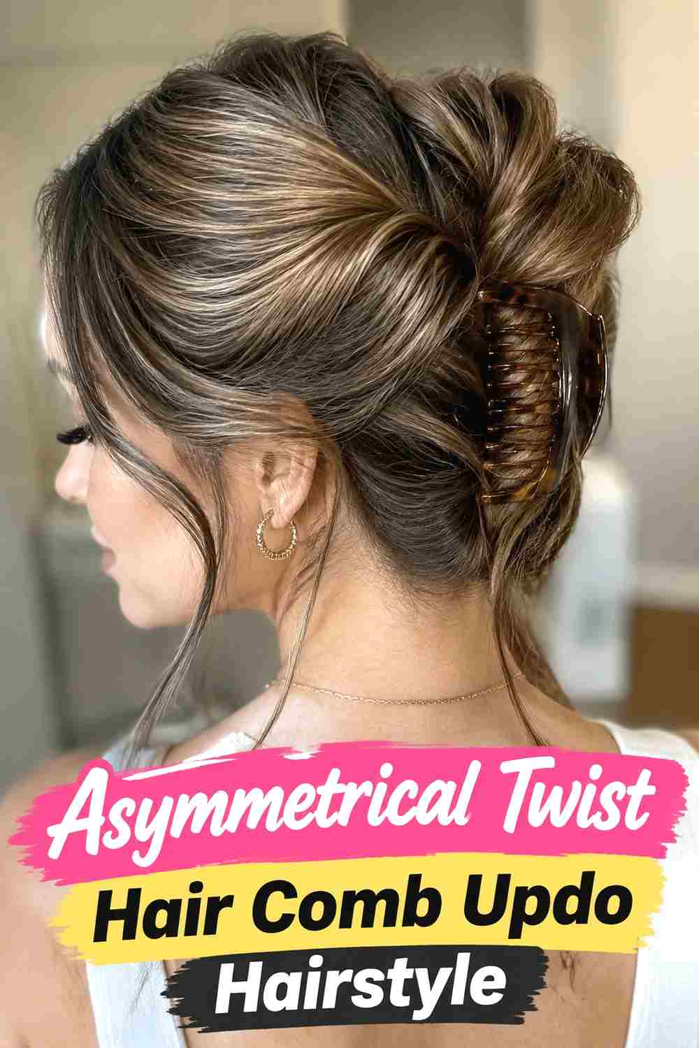 3. Asymmetrical Twist Hair Comb Updo Hairstyle