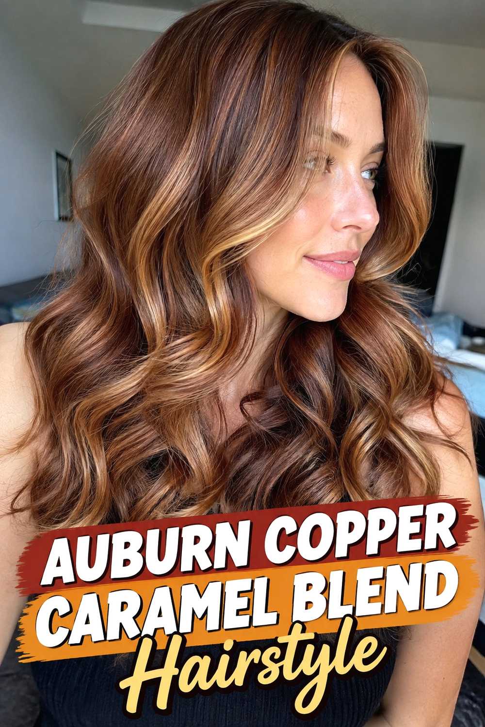 6. Auburn Copper Caramel Blend Hairstyle