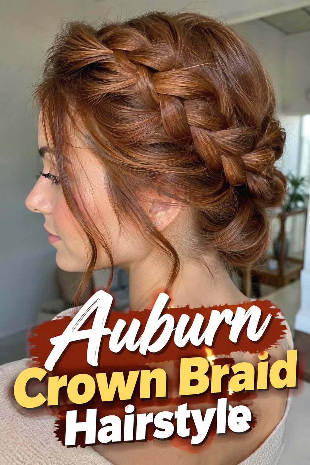 8. Auburn Crown Braid Hairstyle