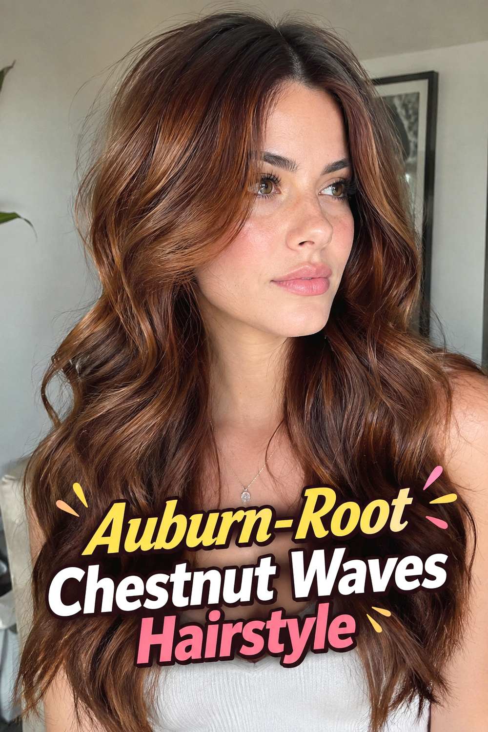 Auburn-Root Chestnut Waves Hairstyle