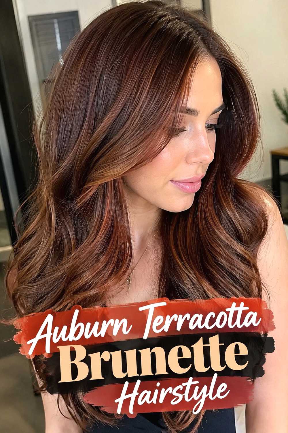 6. Auburn Terracotta Brunette Hairstyle