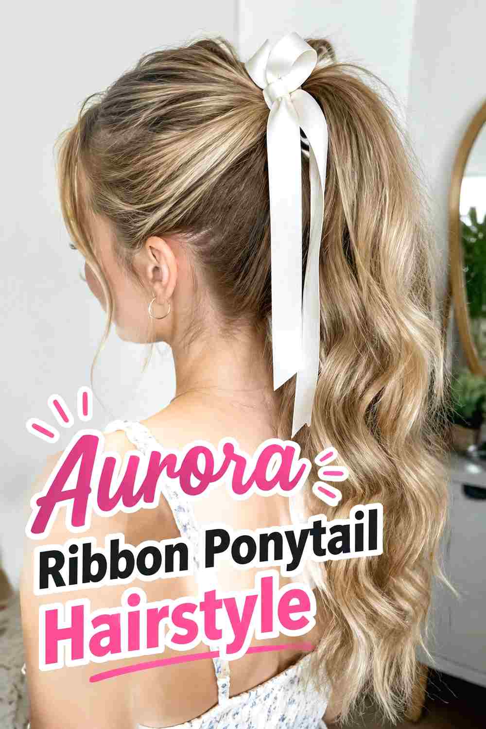 9. Aurora Ribbon Ponytail Hairstyle