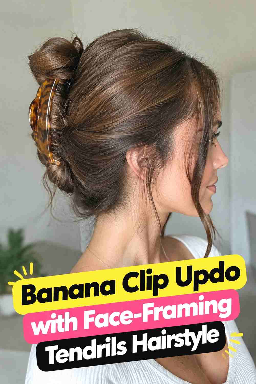 8. Banana Clip Updo With Face Framing Tendrils Hairstyle