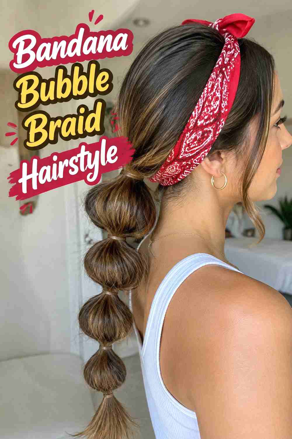 8. Bandana Bubble Braid Hairstyle