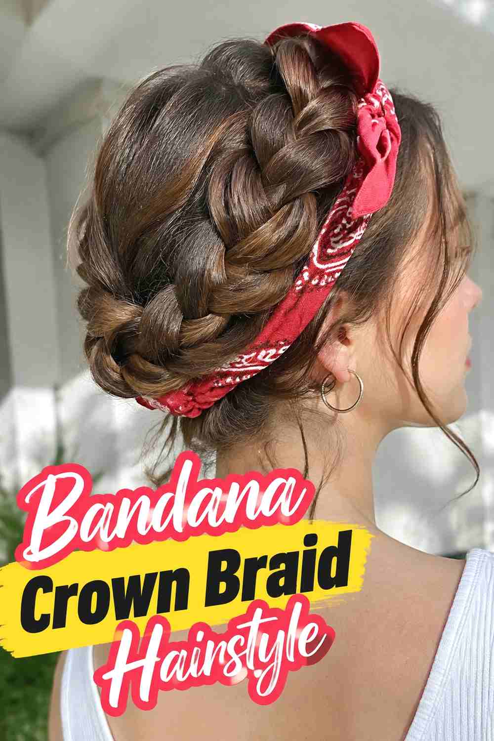 7. Bandana Crown Braid Hairstyle