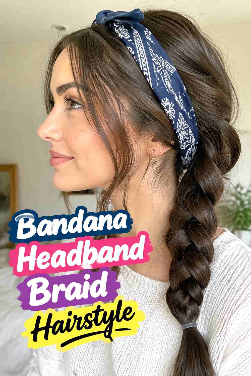 14. Bandana Headband Braid Hairstyle