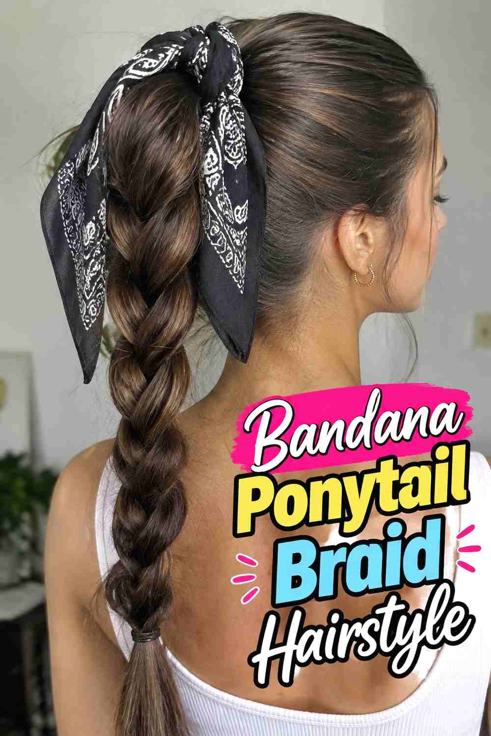 9. Bandana Ponytail Braid Hairstyle