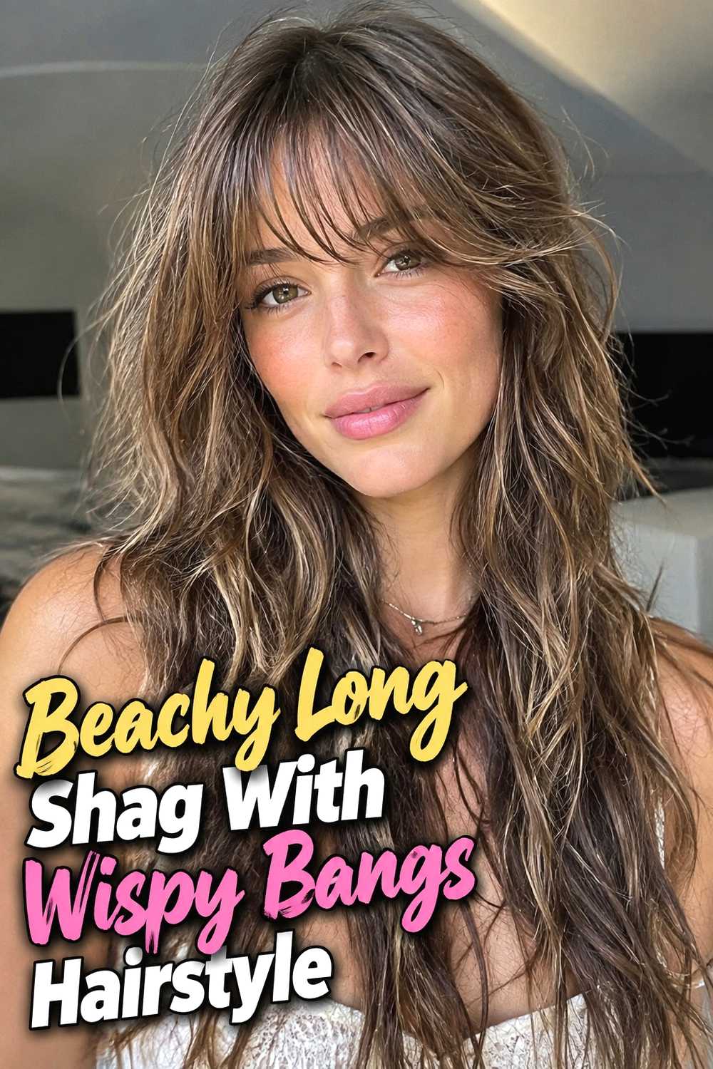11. Beachy Long Shag With Wispy Bangs Hairstyle