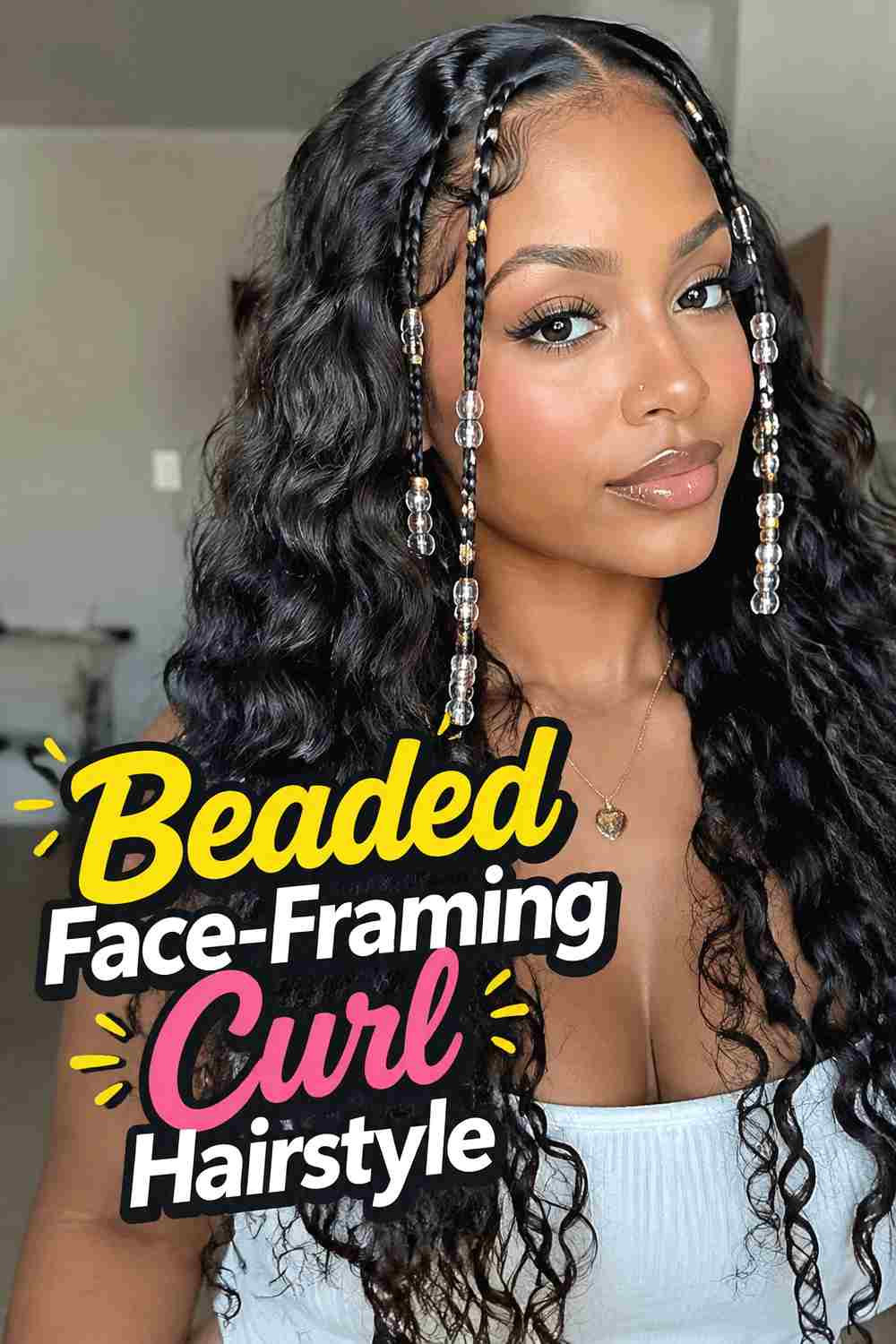 16. Beaded Face Framing Curl Hairstyle
