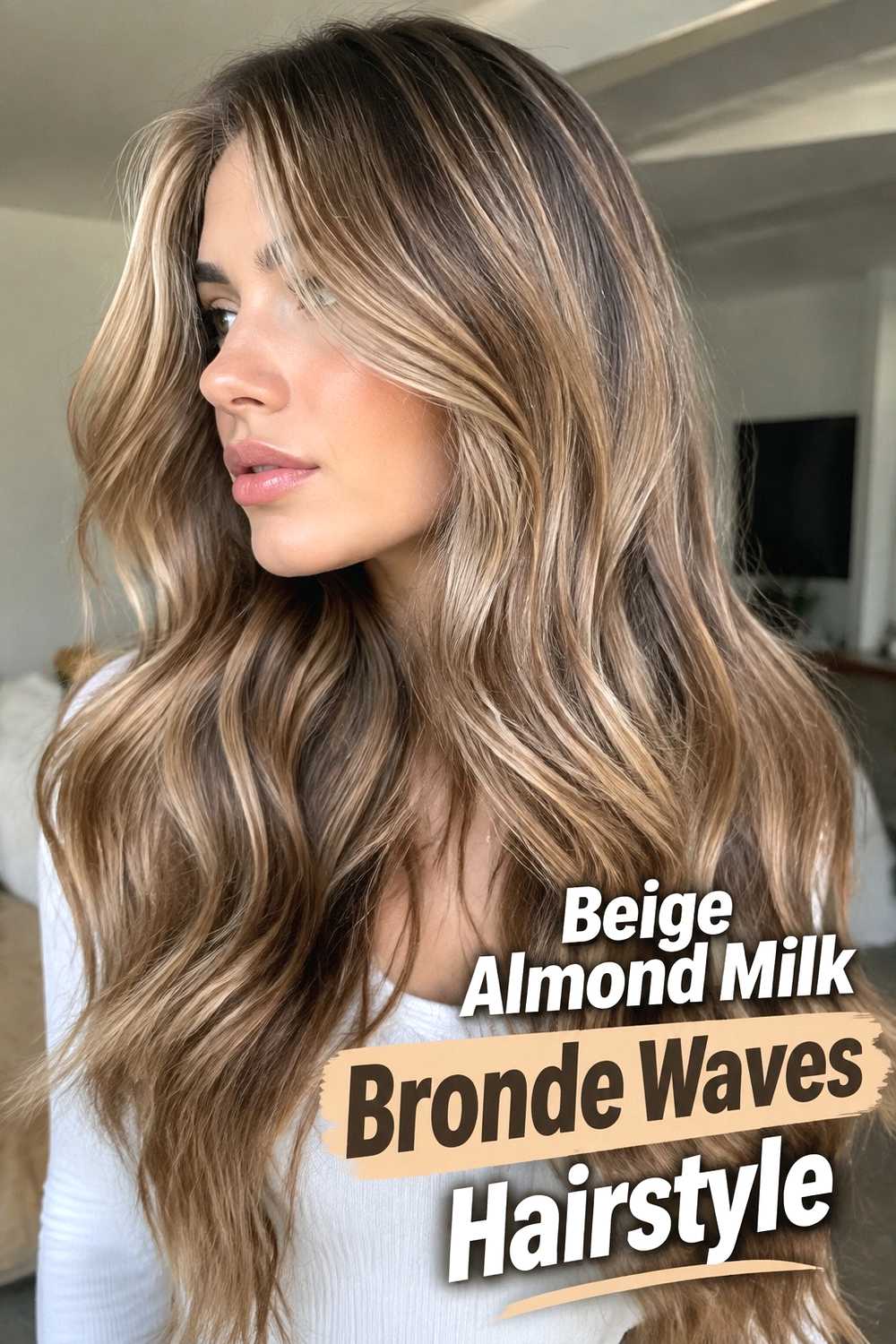 3. Beige Almond Milk Bronde Waves Hairstyle