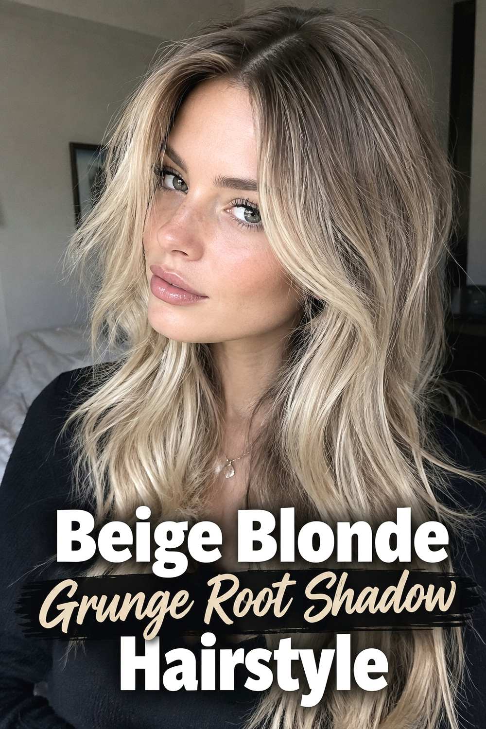 6. Beige Blonde Grunge Root Shadow Hairstyle