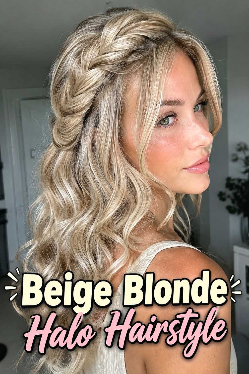 6. Beige Blonde Halo Hairstyle
