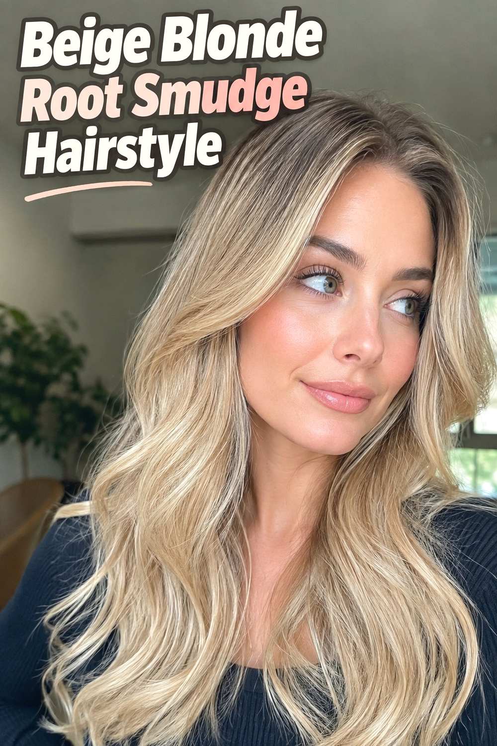7. Beige Blonde Root Smudge Hairstyle