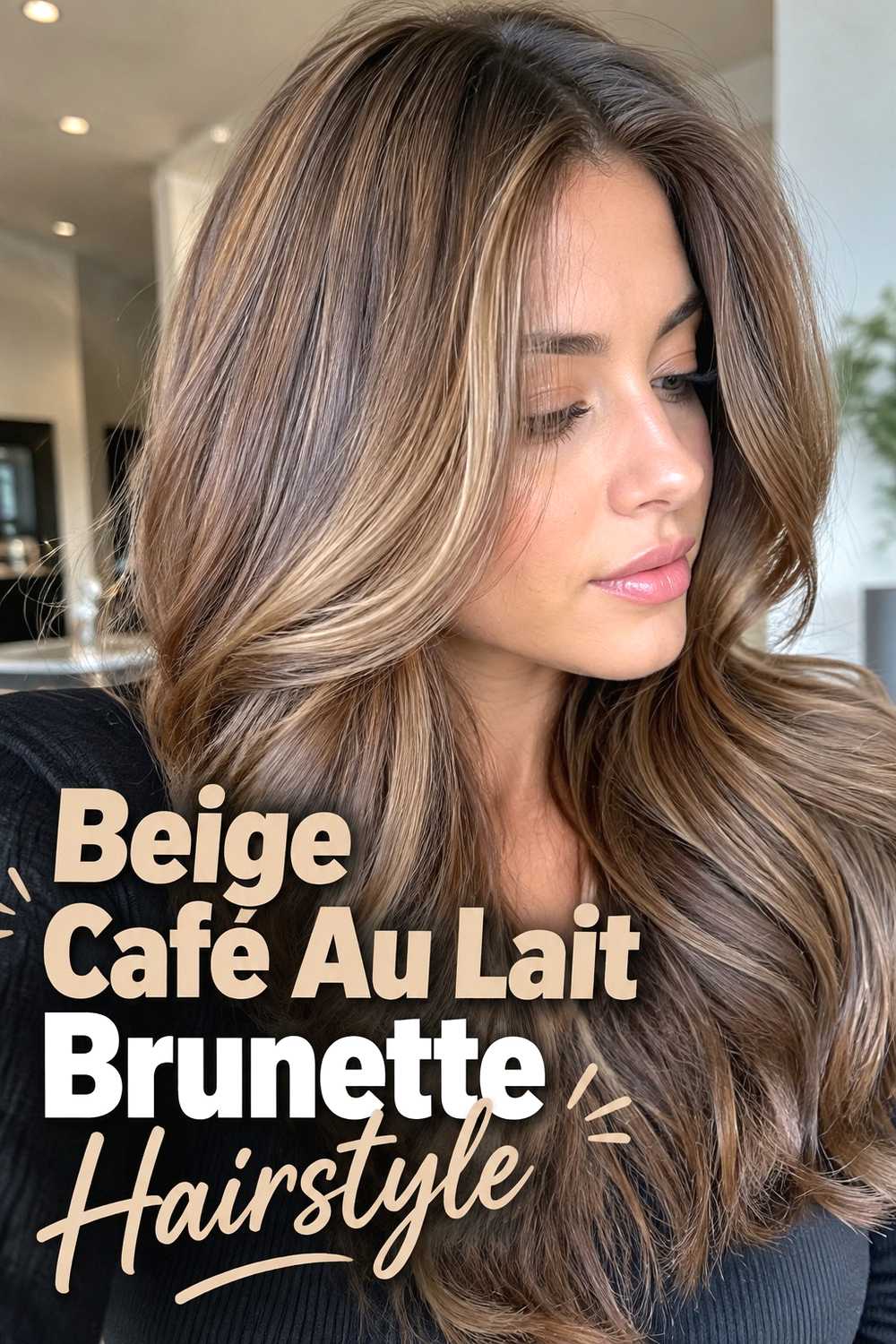 6. Beige Cafe Au Lait Brunette Hairstyle
