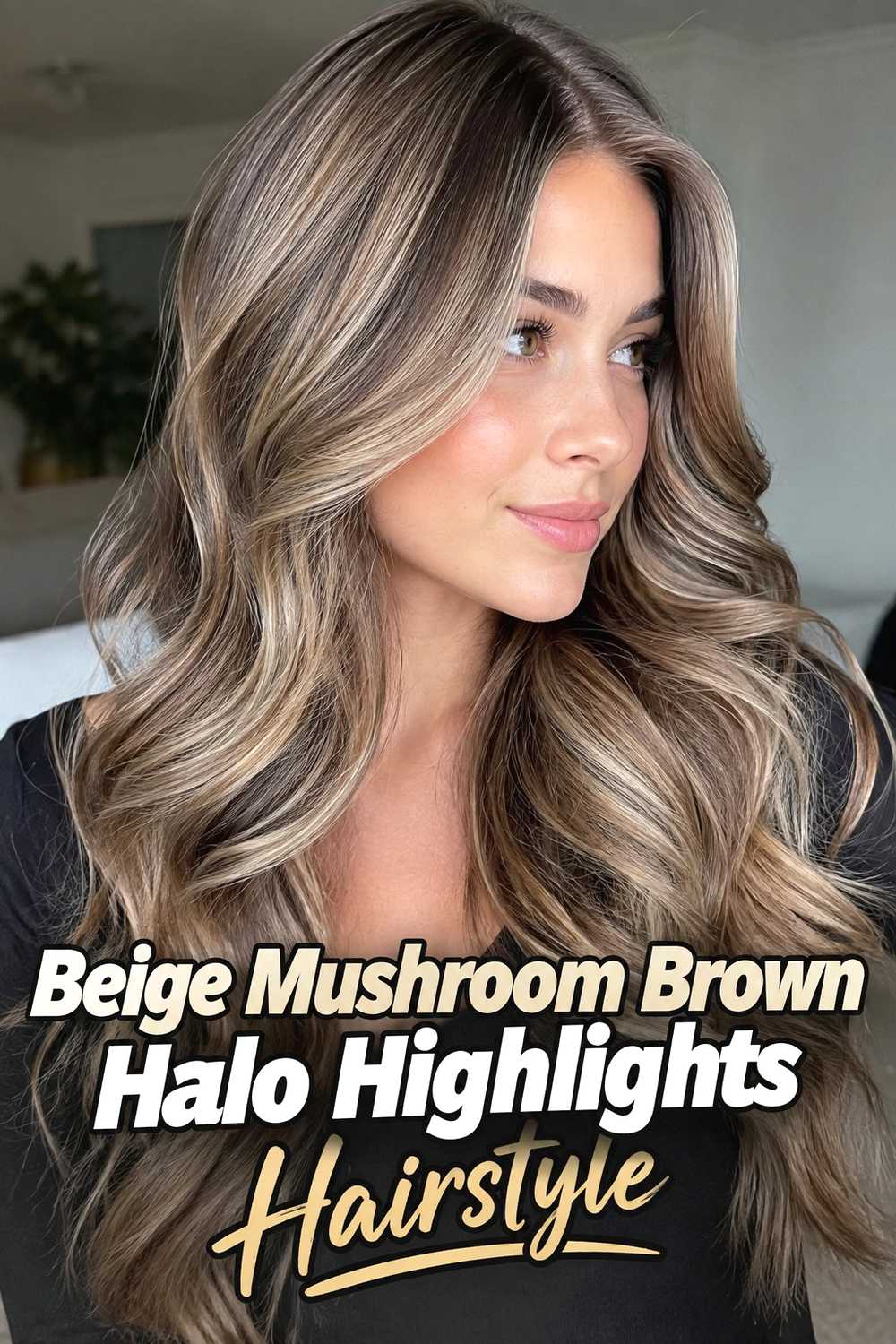 6. Beige Mushroom Brown Halo Highlights Hairstyle