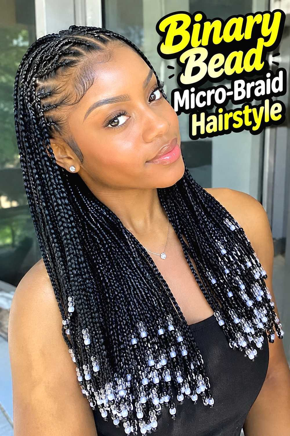 13. Binary Bead Micro Braid Hairstyle