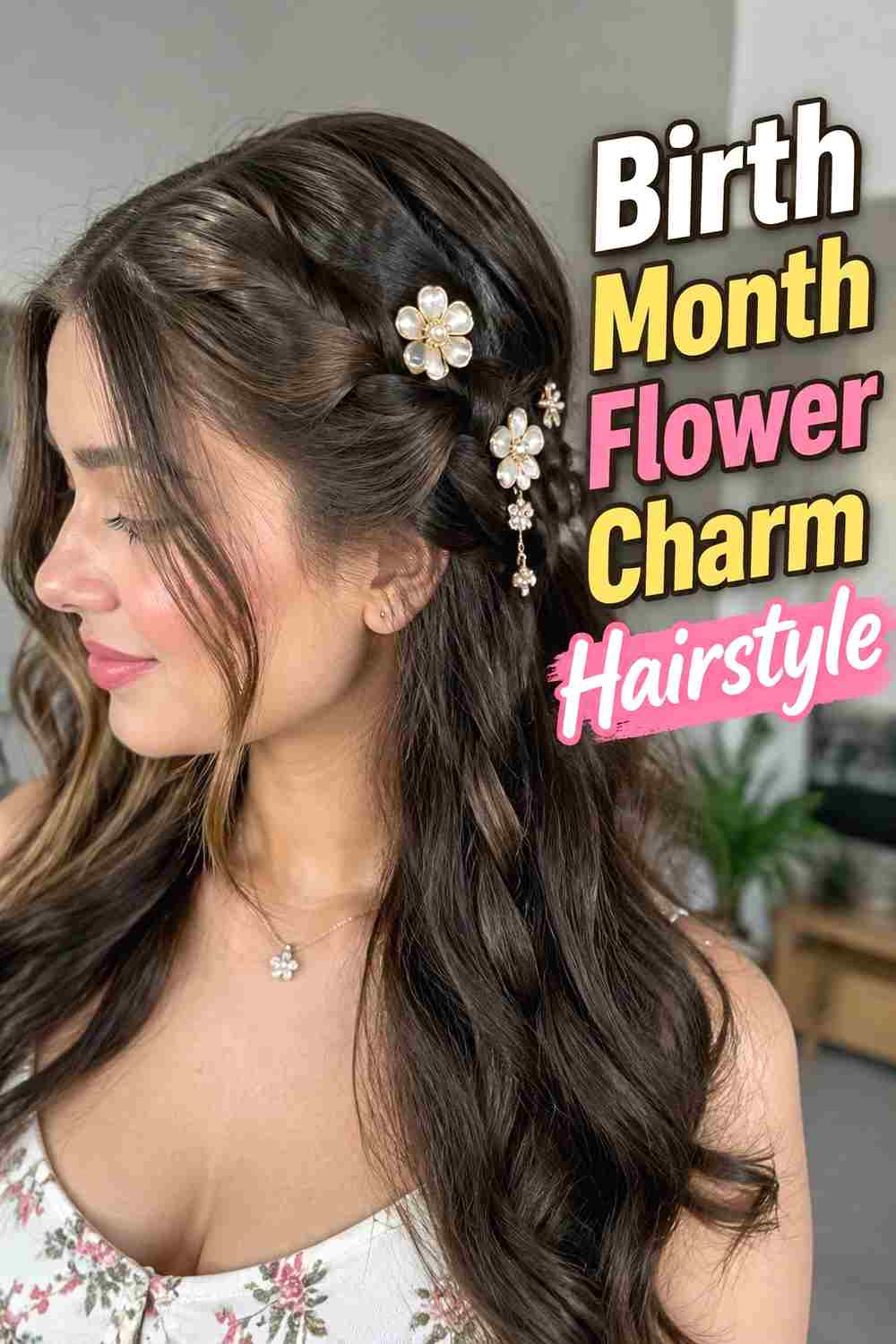 15. Birth Month Flower Charm Hairstyle