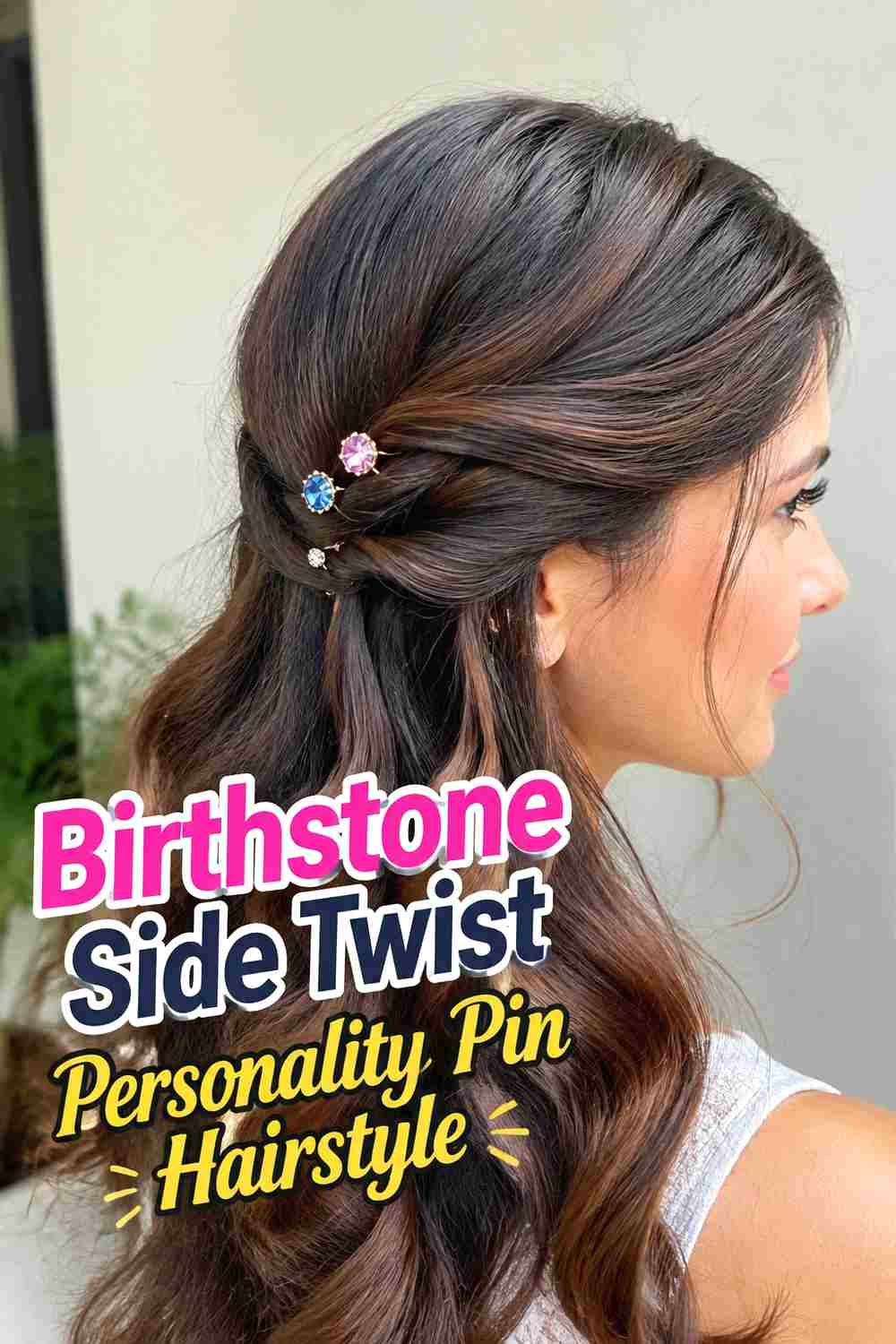 6. Birthstone Side Twist Personality Pin Hairstyle