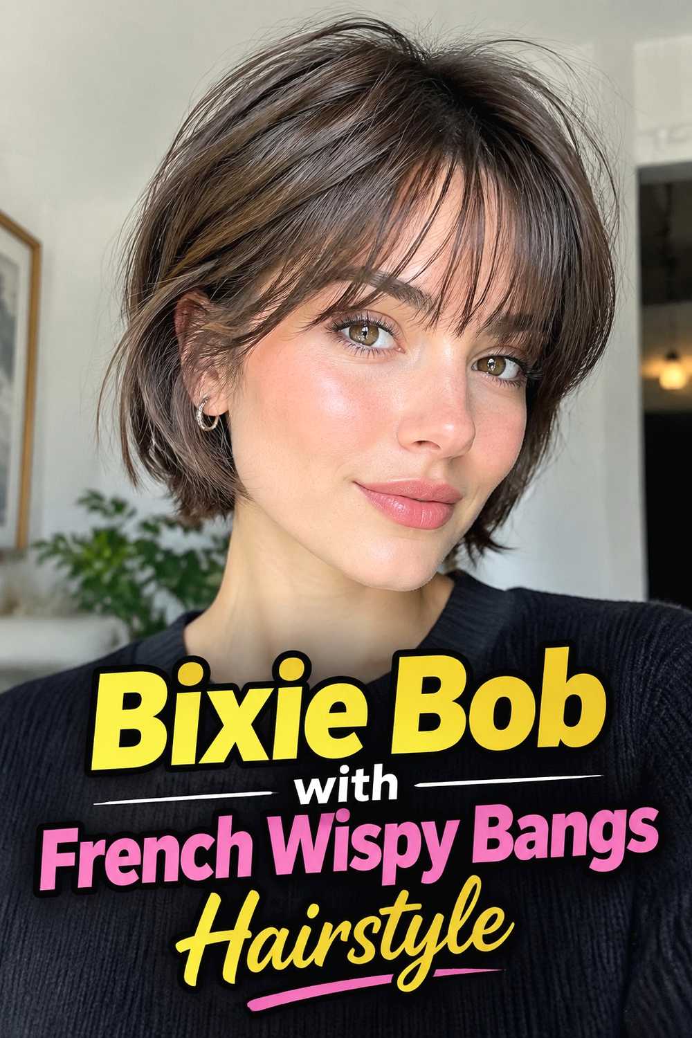 12. Bixie Bob With French Wispy Bangs Hairstyle