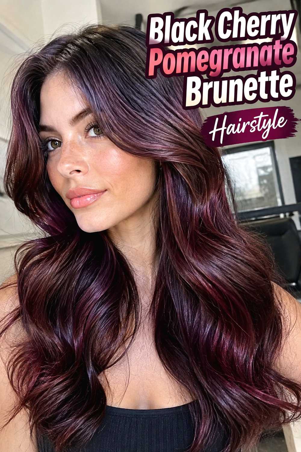 4. Black Cherry Pomegranate Brunette Hairstyle
