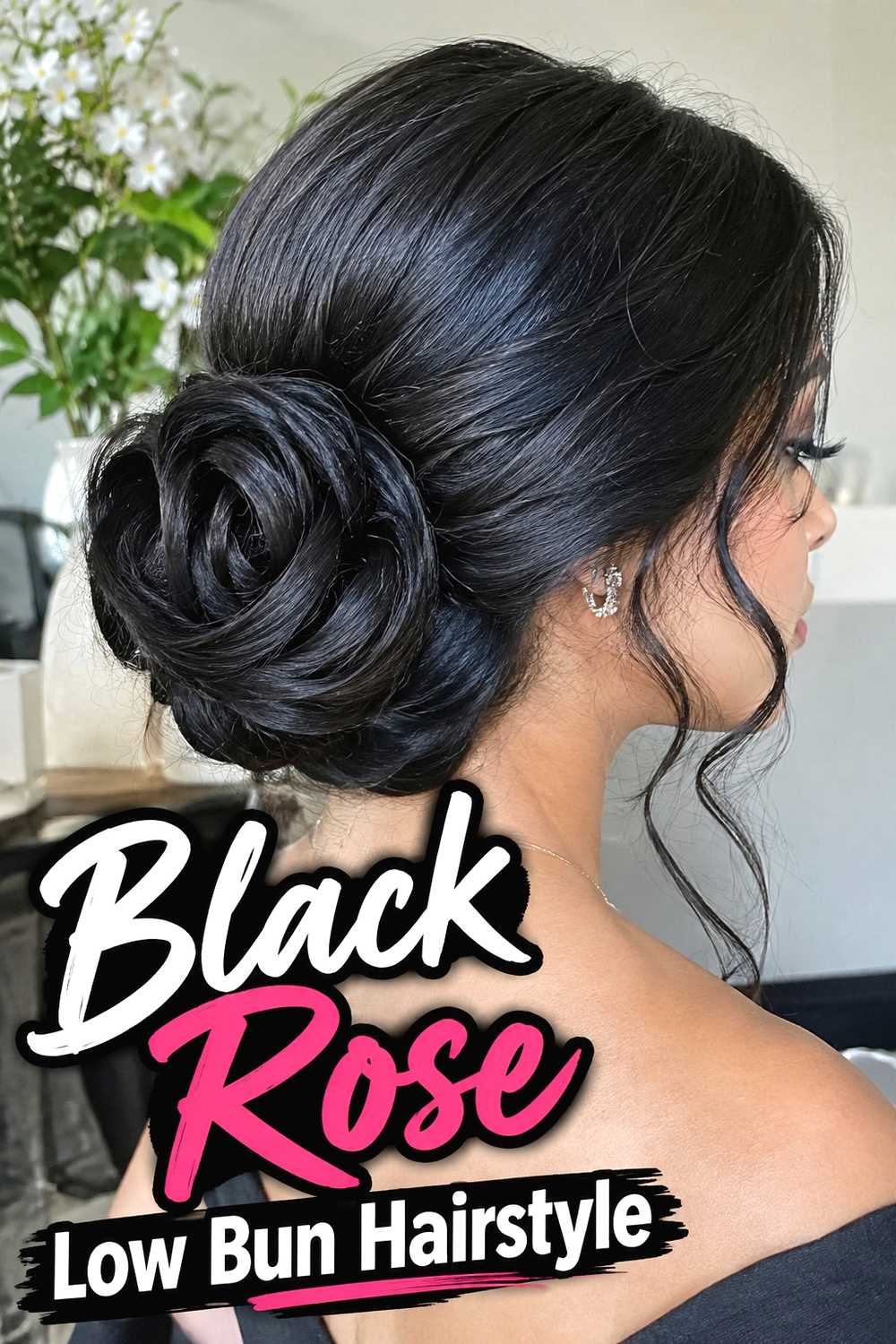 6. Black Rose Low Bun Hairstyle