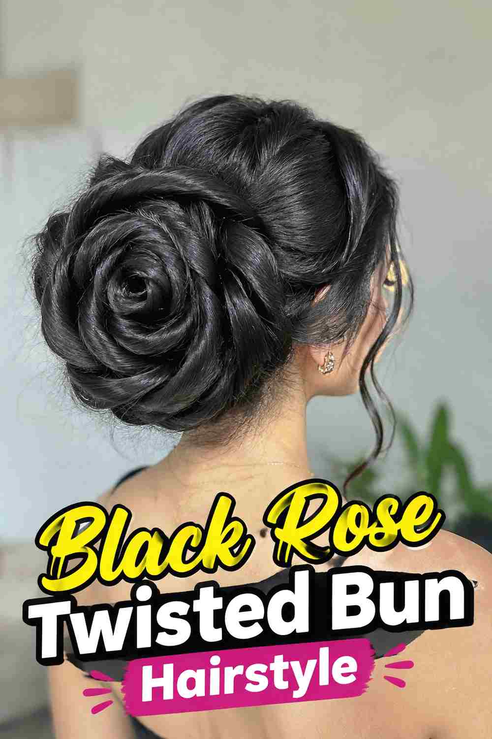 2. Black Rose Twisted Bun Hairstyle