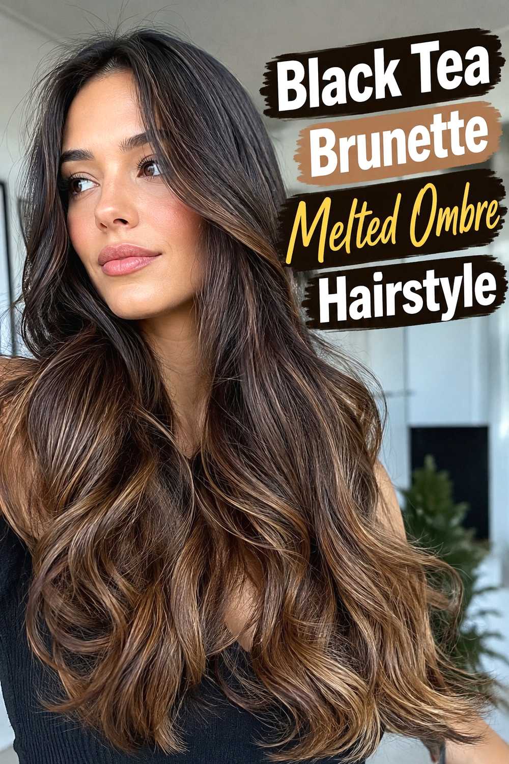 7. Black Tea Brunette Melted Ombre Hairstyle